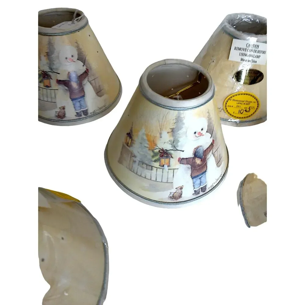 Vtg Pat Richter Homestead Shoppe Snowman Lampshade 5x3 Holiday Winter Christmas